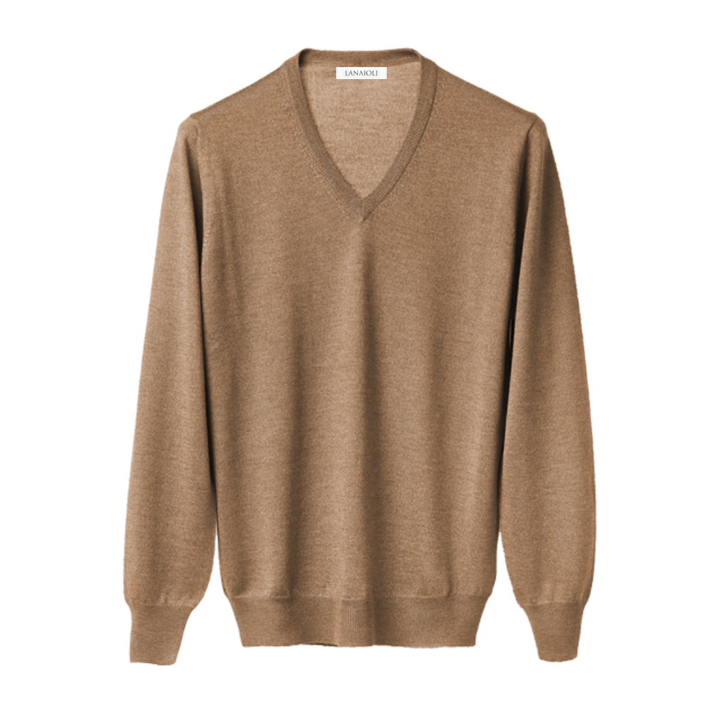 Maglia Uomo in misto Cashmere, Seta e Lana Merino Extrafine Scollo a V-2
