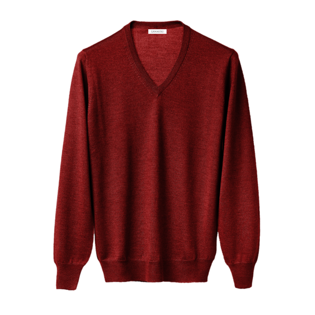 Maglia Uomo in misto Cashmere, Seta e Lana Merino Extrafine Scollo a V-7