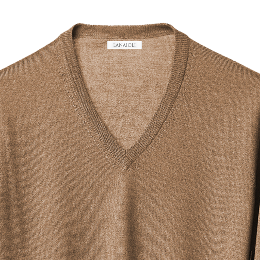 Maglia Uomo in misto Cashmere, Seta e Lana Merino Extrafine Scollo a V-3