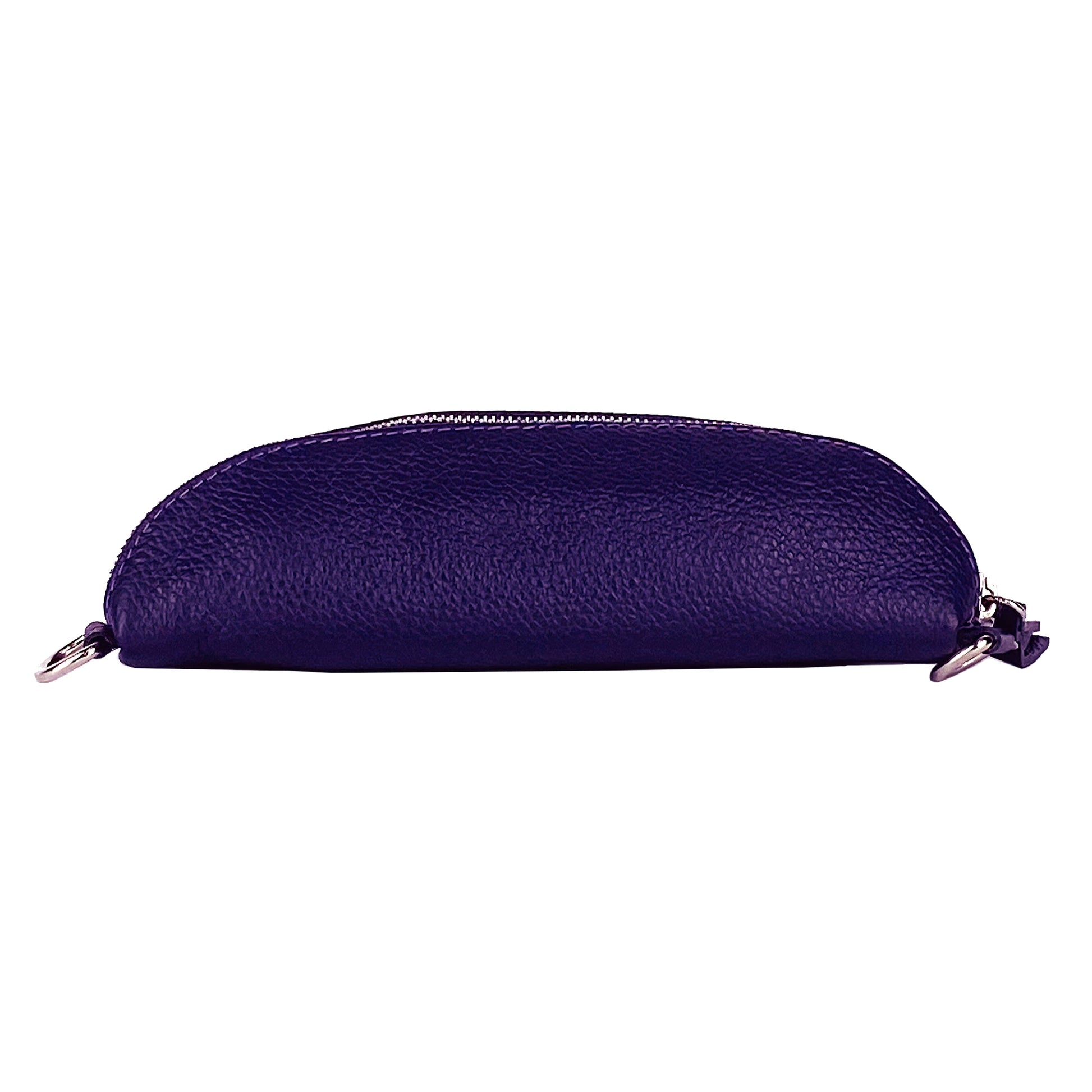 RB1015Y | Genuine Leather Bum Bag with Removable Shoulder Strap Made in Italy. Polished Nickel Metal Snap Hook Attachments. Purple Color. Dimensions: 24 x 14 x 7 cm.-3