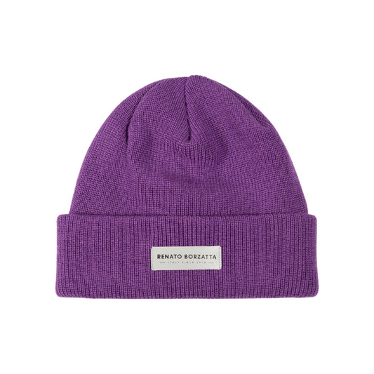 RB5001Y | MONVISO Double-Layer Knit Hat in Wool Blend Made in Italy. Purple - One Size-0